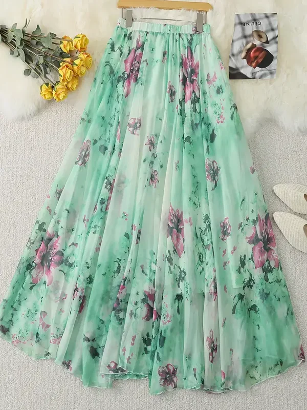 Elegante A-Lijn Maxi Rok - groen