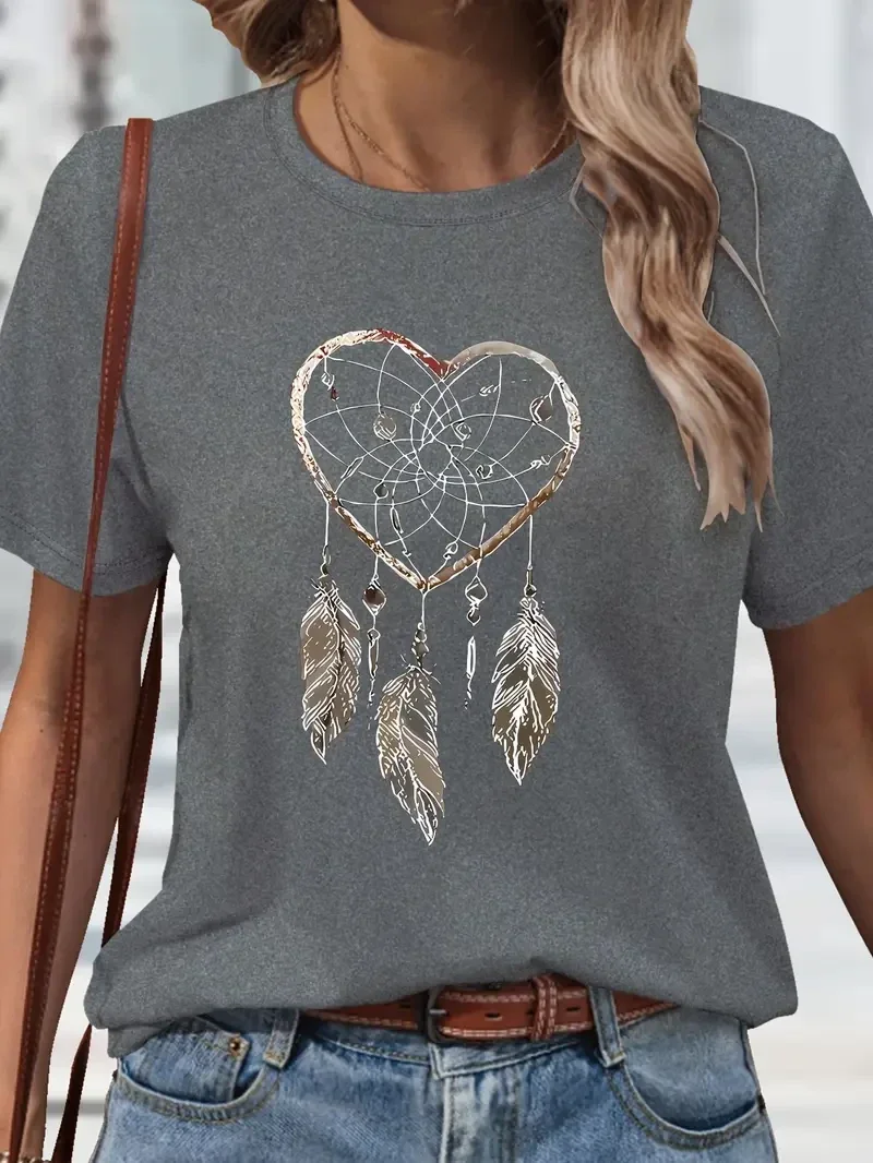 T-Shirt met Hart & Dreamcatcher - grijs