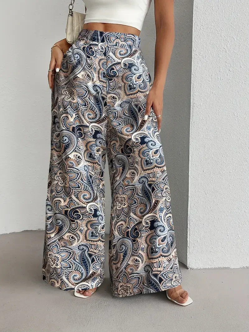 Wijde broek patroon - blauw