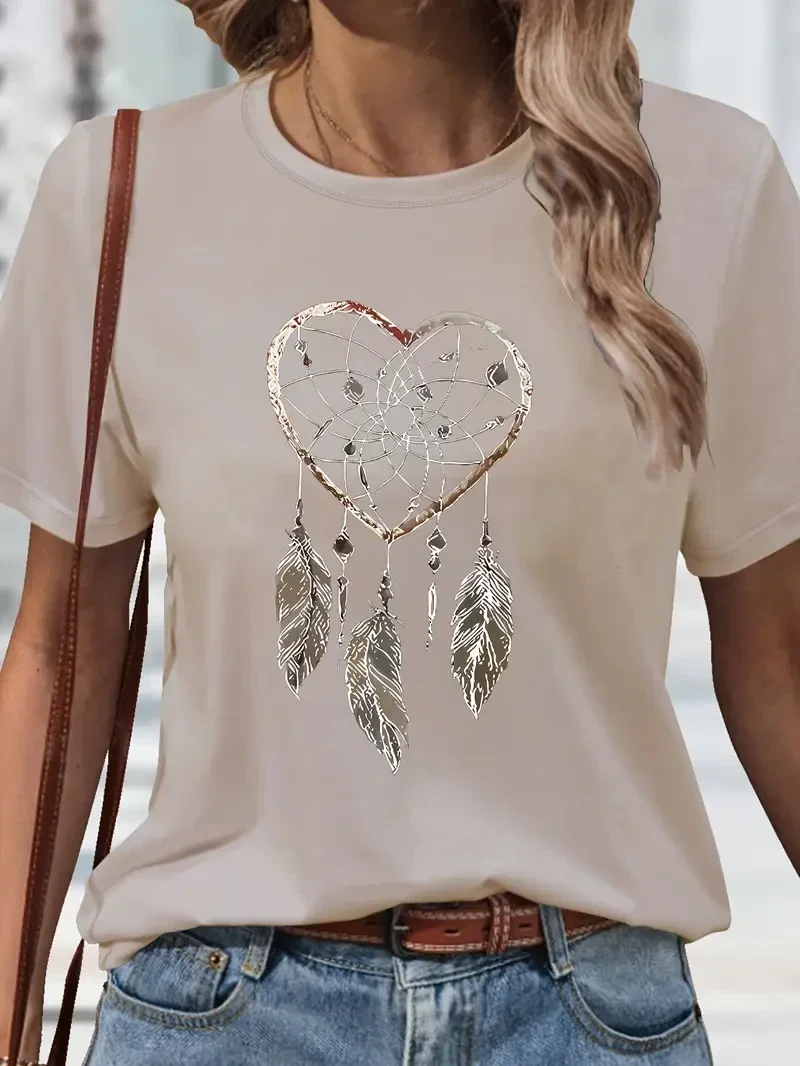 T-Shirt met Hart & Dreamcatcher - beige
