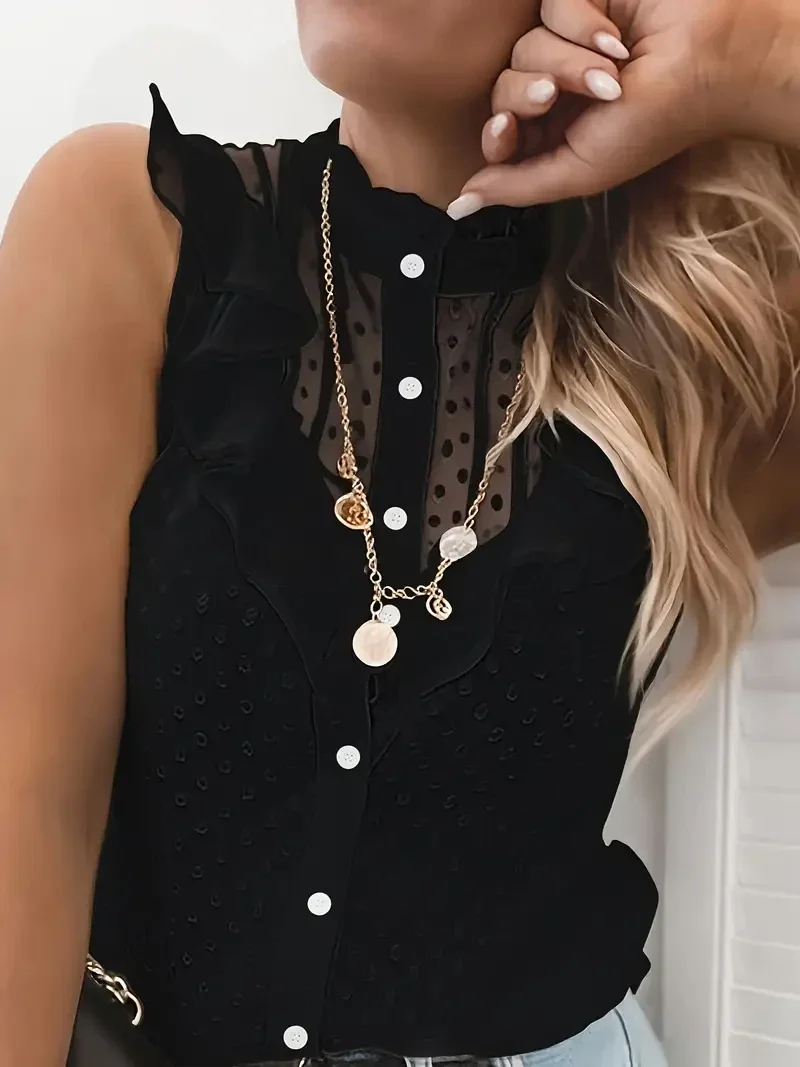 Mouwloze Blouse - zwart