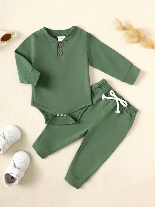 Romper en broek set - legergroen