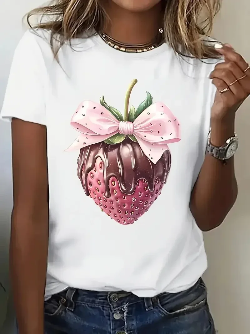 T-shirt aarbei - wit