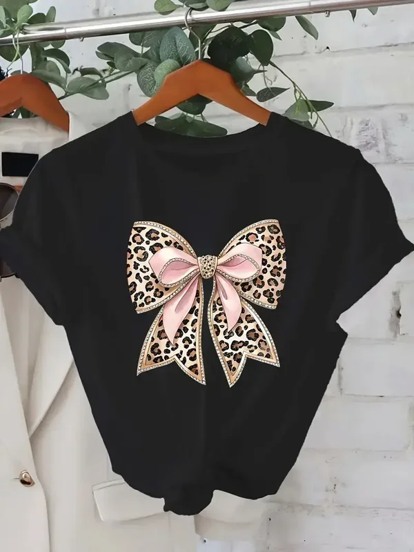 T-Shirt met Strik - zwart