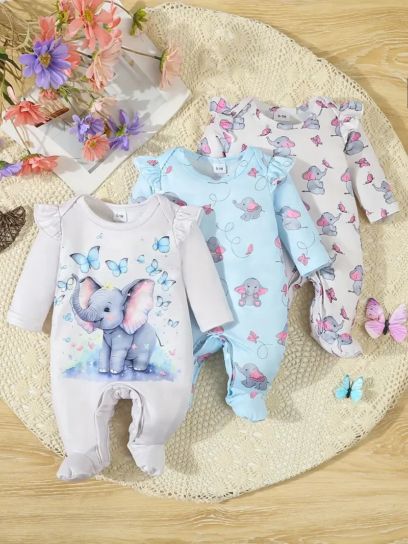 3-delig - Rompers met olifantjes