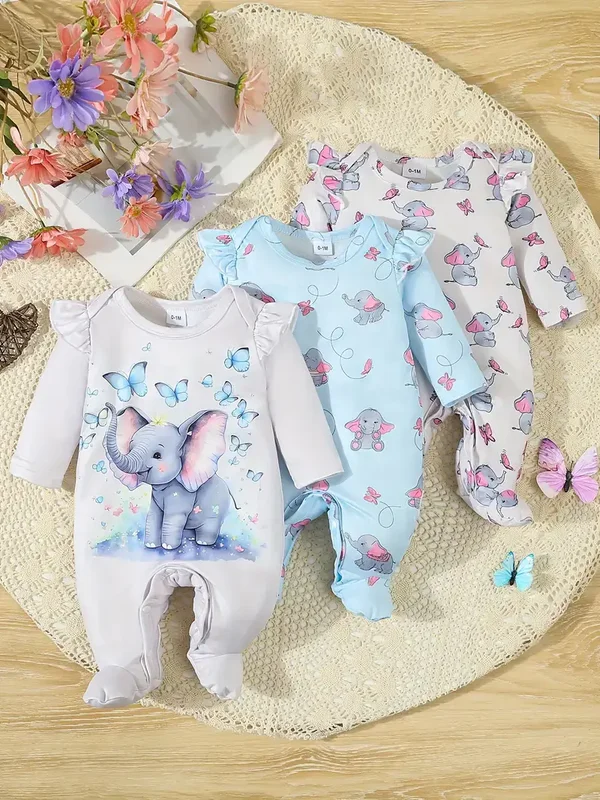 3-delig - Rompers met olifantjes