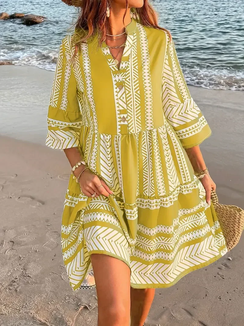 Midden-Oosterse Geometrische Print - citroengeel