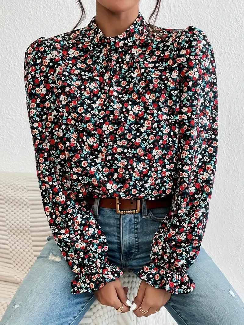 Blouse met Bloemenprint en Lotusblaadjes