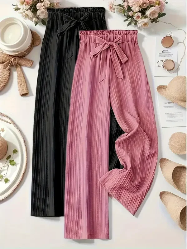 2-delig - wijde pijpen - zwart/roze