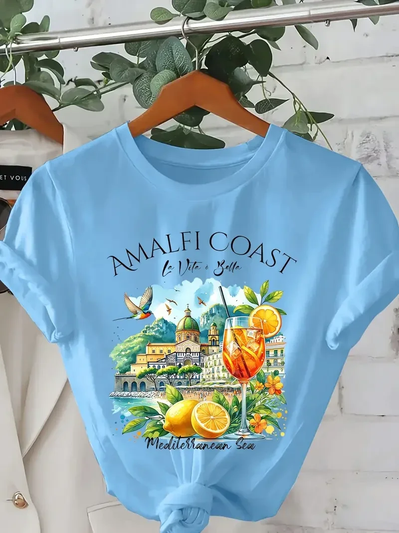 T-shirt Amalfi Coast - blauw