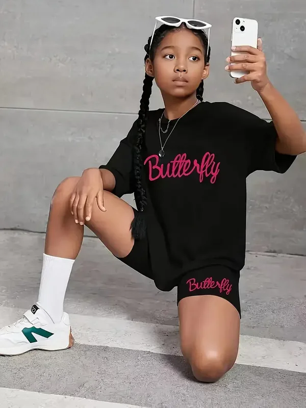 Bikerset butterfly - zwart