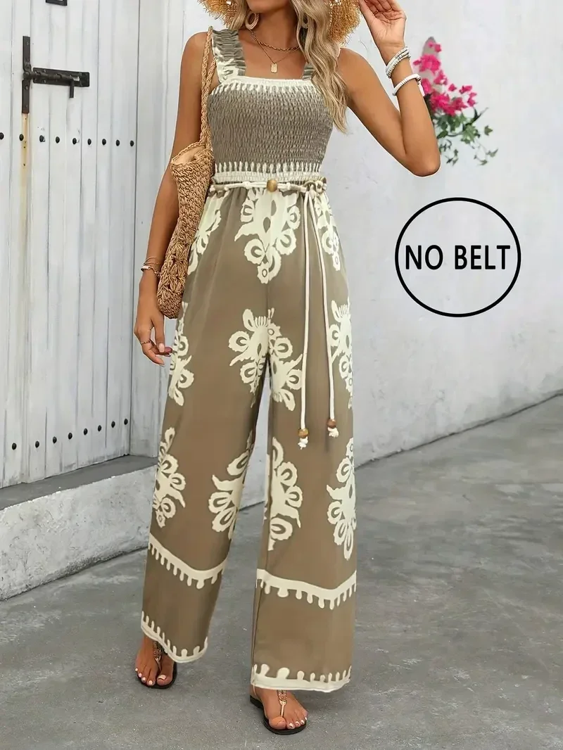 Elegante Dames Jumpsuit met Bloemenprint en Wijde Pijpen