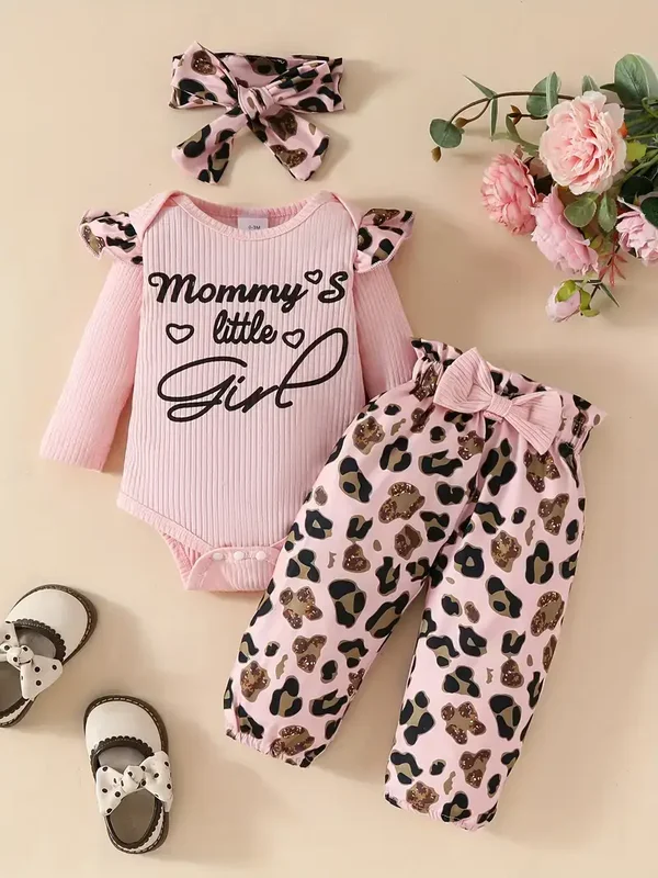 Panterprint set - Mommy's little girl - roze