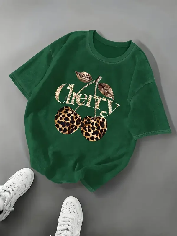 T-shirt cherry - groen