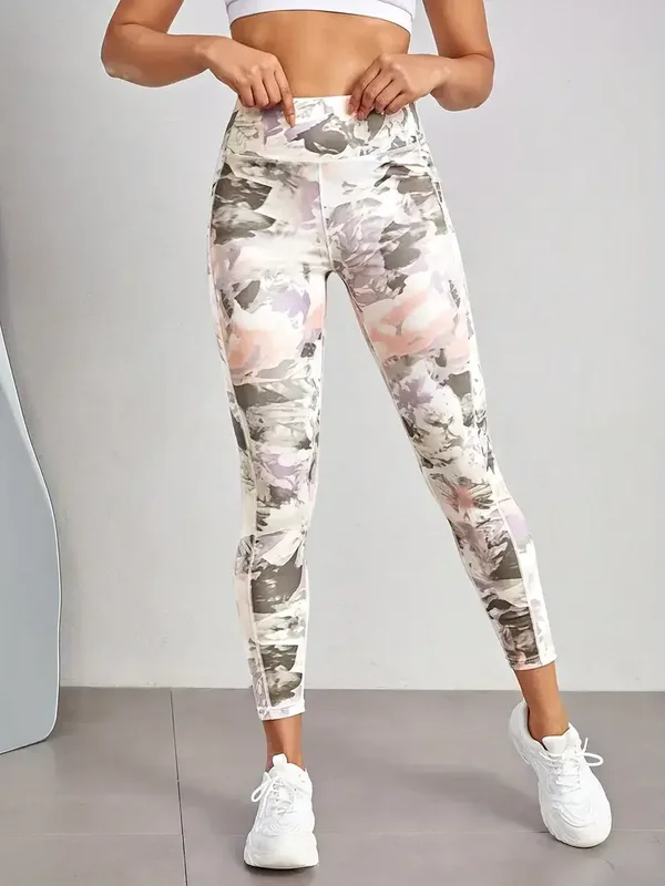 Hoge taille legging patroon - lichtgrijs