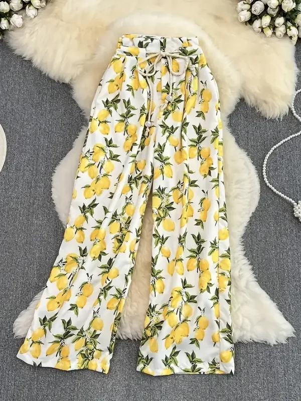 Wijde pijpen broek - citroenen