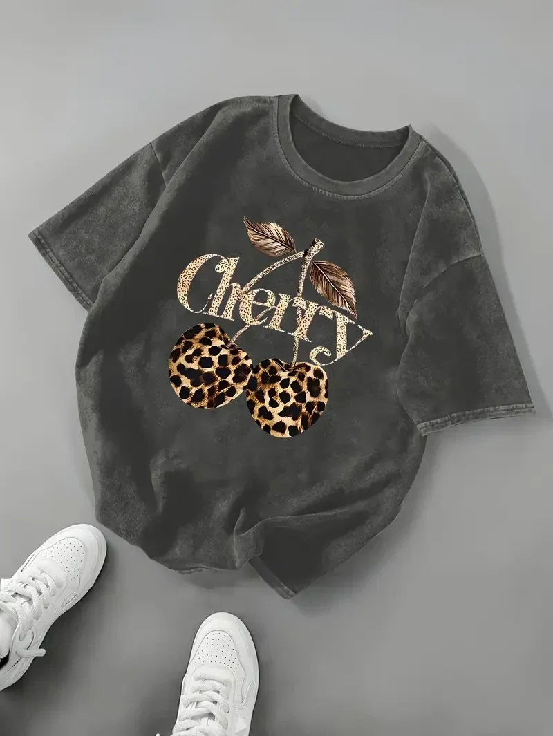T-shirt cherry - grijs