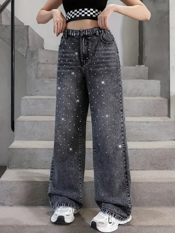 Jeans glitter - grijs