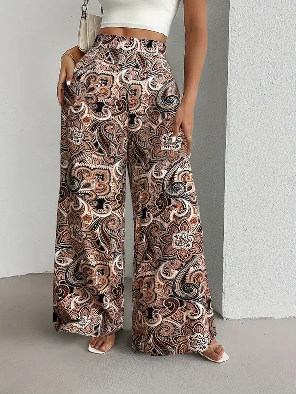 Wijde broek patroon - bruin