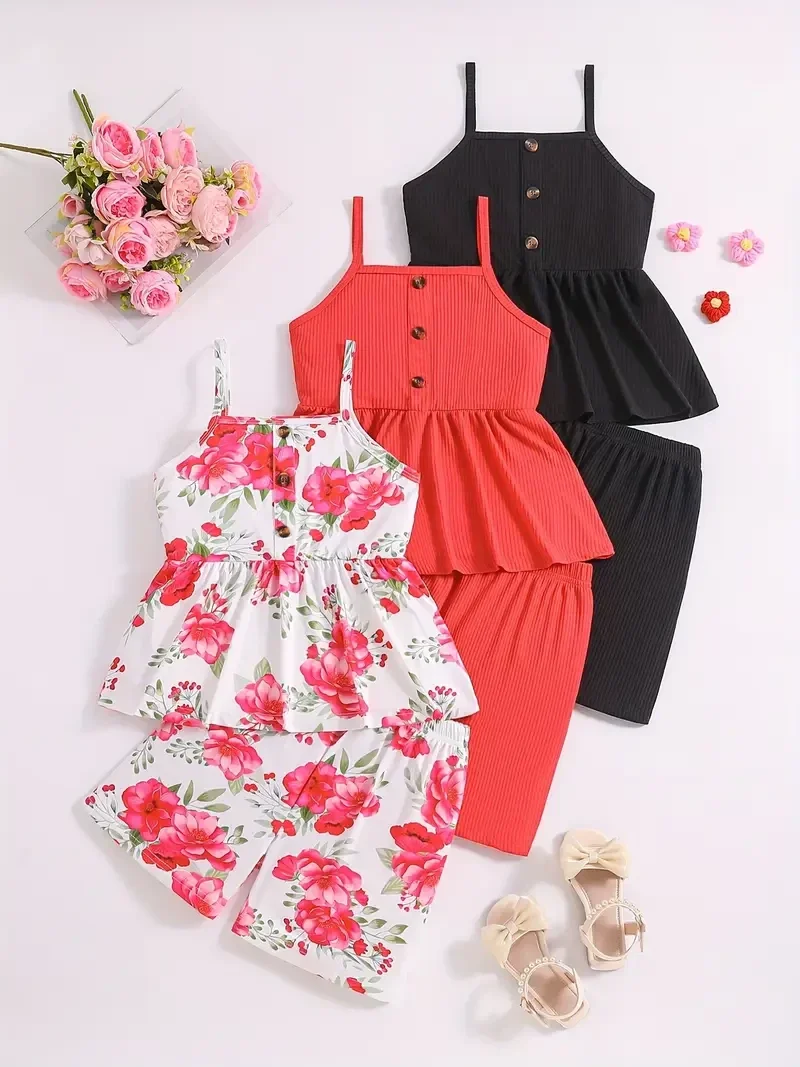 3-delig top met short - rood