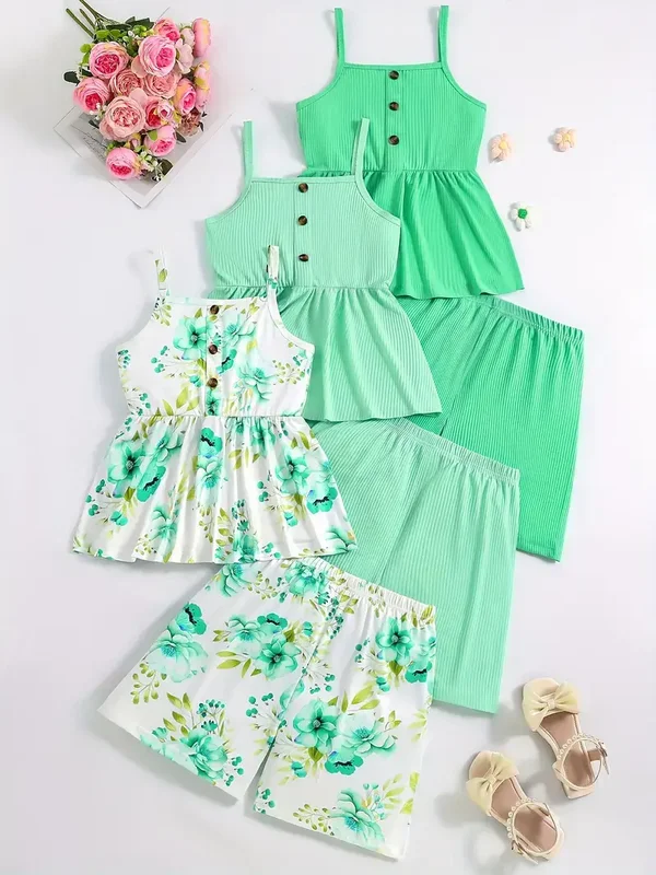 3-delig top met short - groen