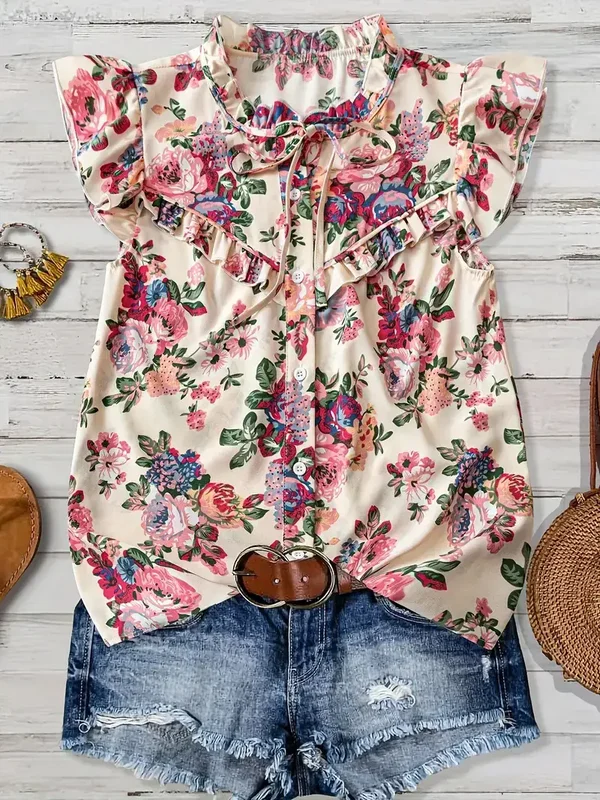 Blouse met Bloemenprint - korte mauw