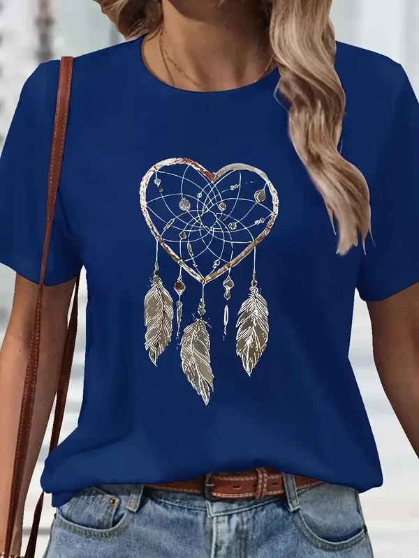 T-Shirt met Hart & Dreamcatcher - donkerblauw