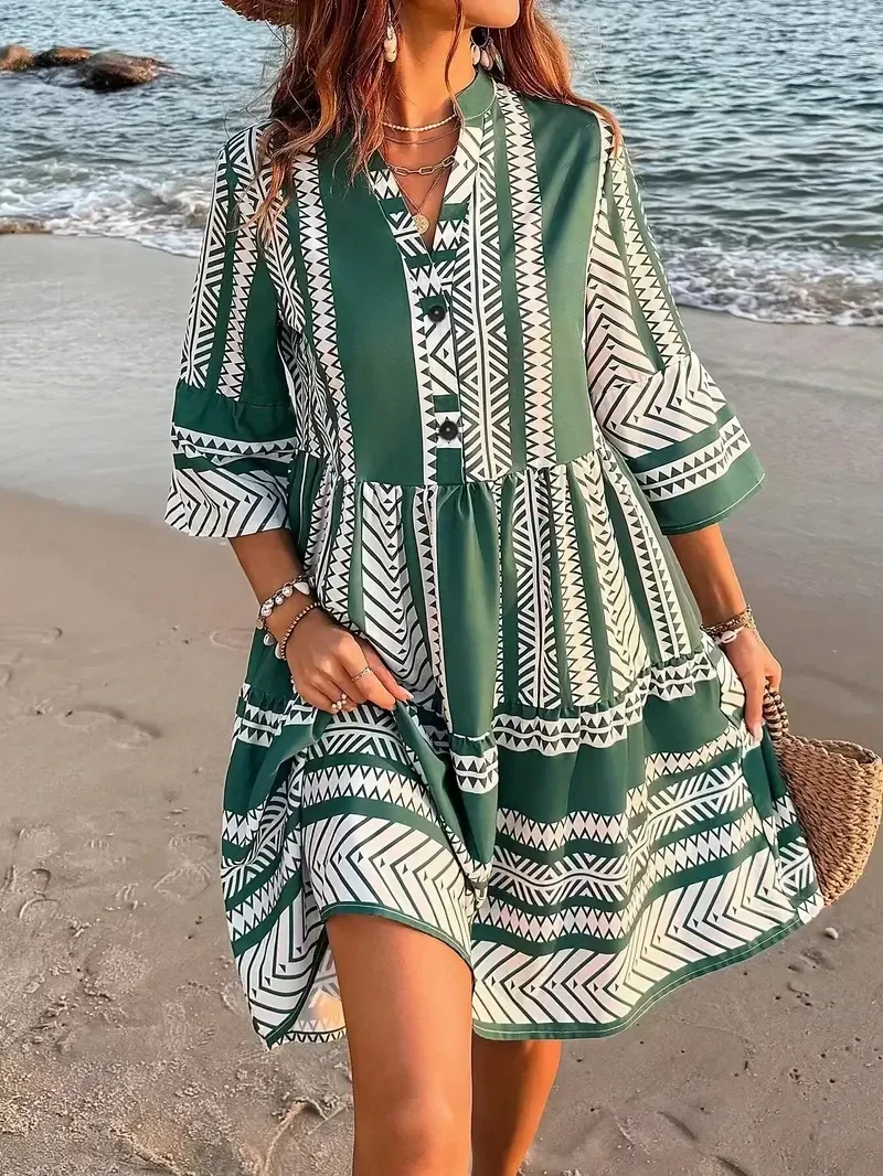 Midden-Oosterse Geometrische Print - groen