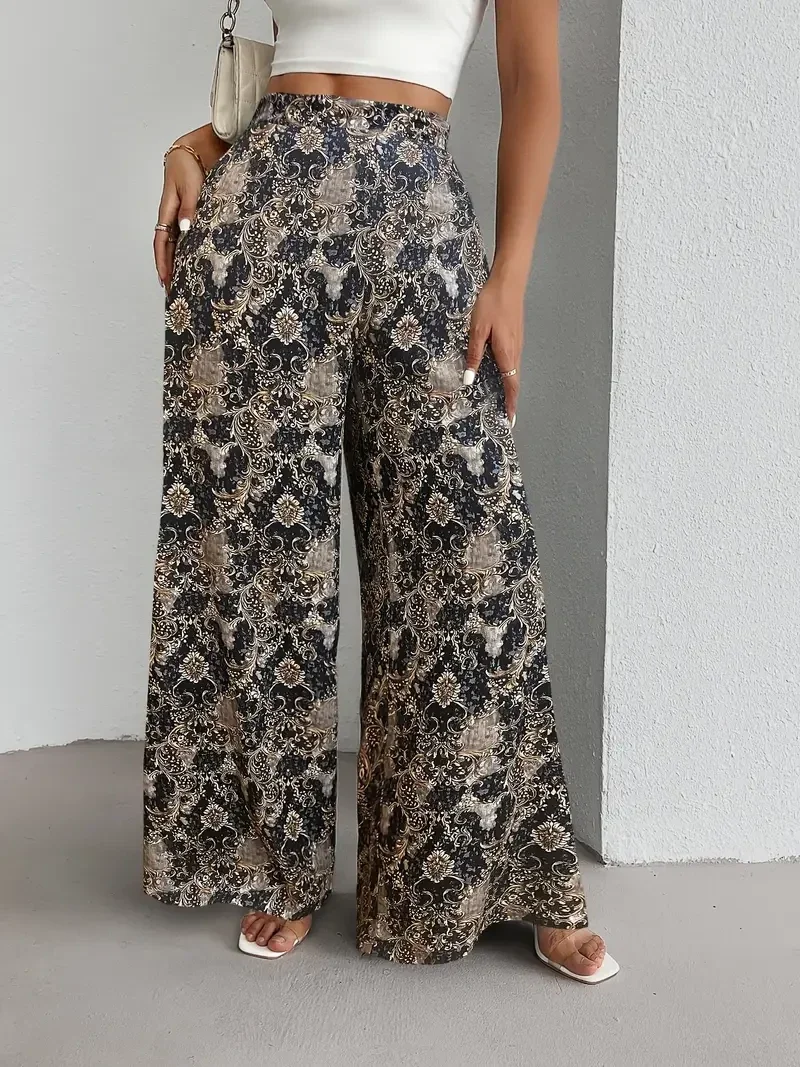 Wijde broek patroon - donkerblauw