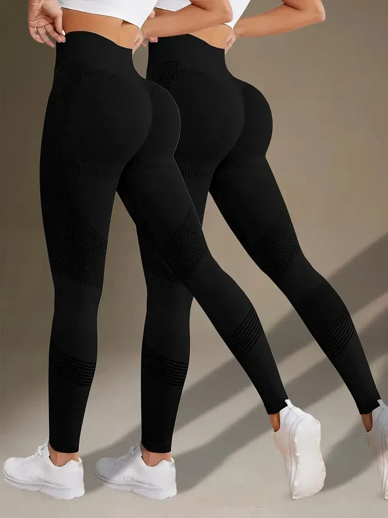 Sportleggings 2 stuks - hoge taille - zwart