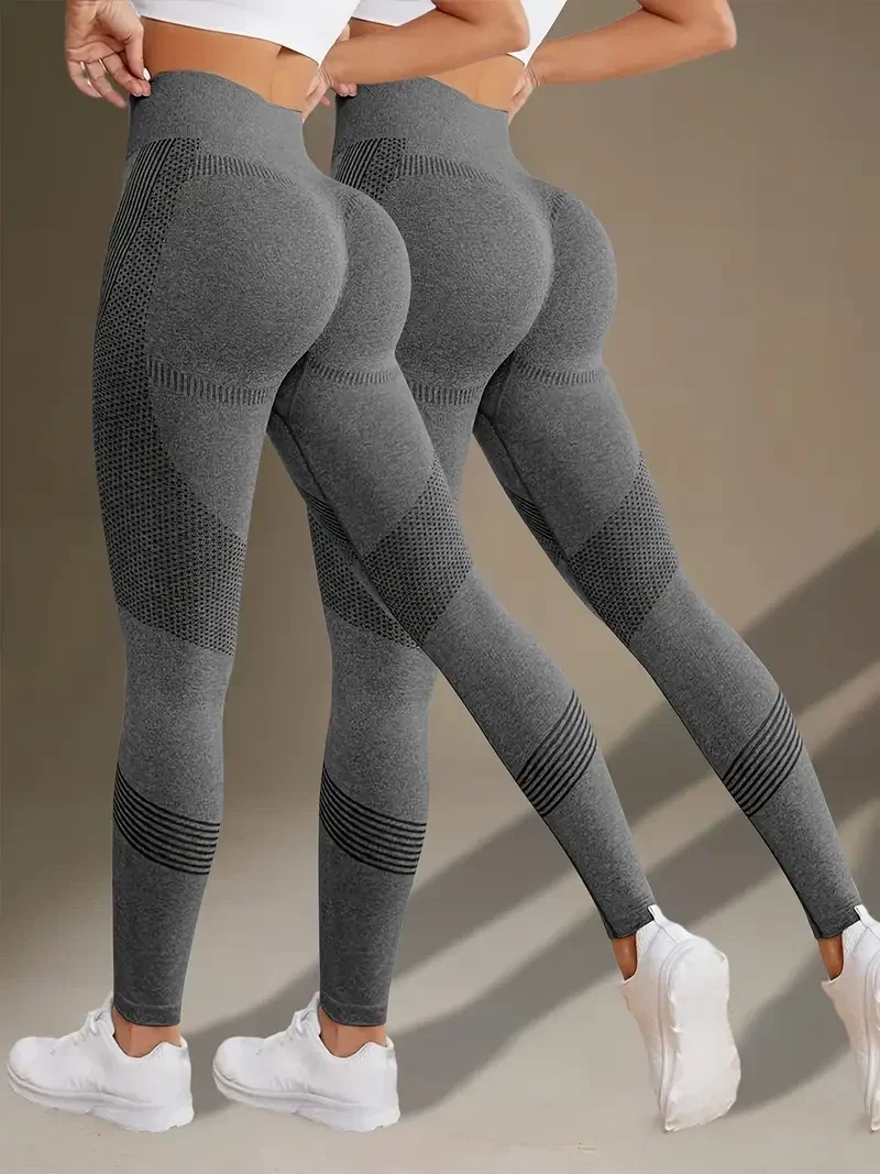 Sportleggings 2 stuks - hoge taille - grijs