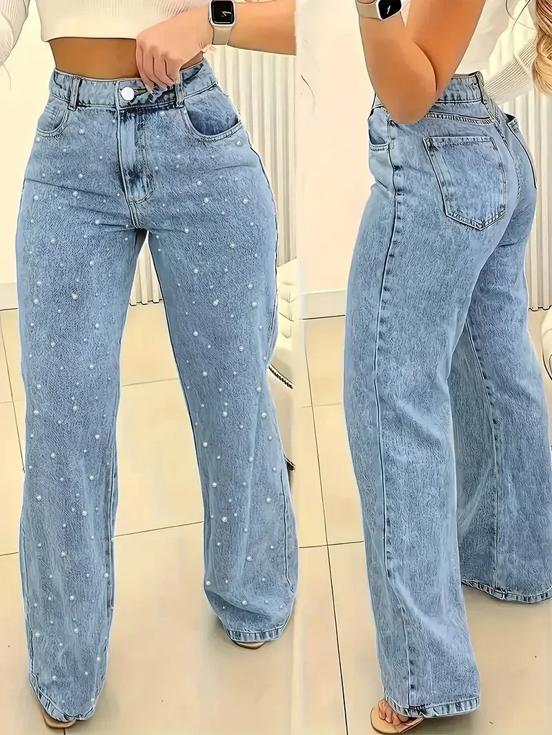 Jeans met parelstenen