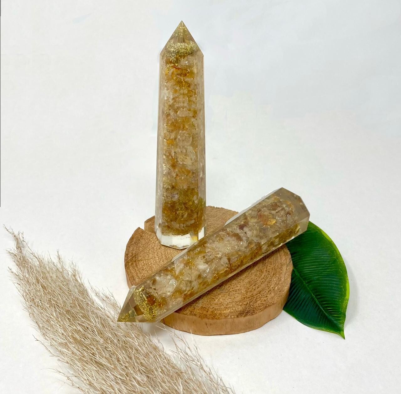 OBELISCO DE ORGONITA DE CUARZO CITRINO
