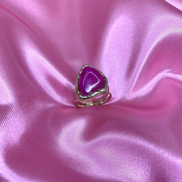 ANILLO DORADO DE ÁGATA ROSA