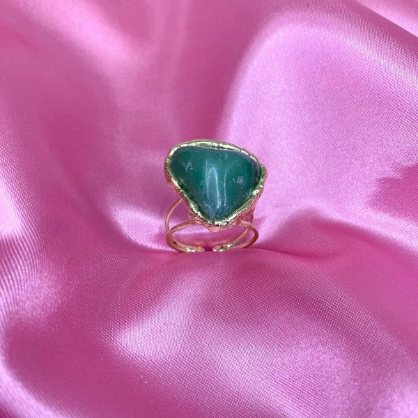 ANILLO DORADO DE VENTURINA VERDE