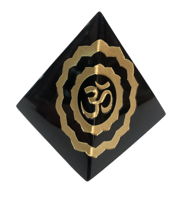 PIRÁMIDE DE OBSIDIANA CON SÍMBOLO OM