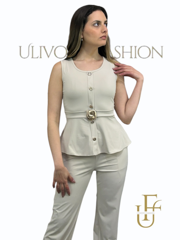 Dames Set met Stippen en Strikdetail