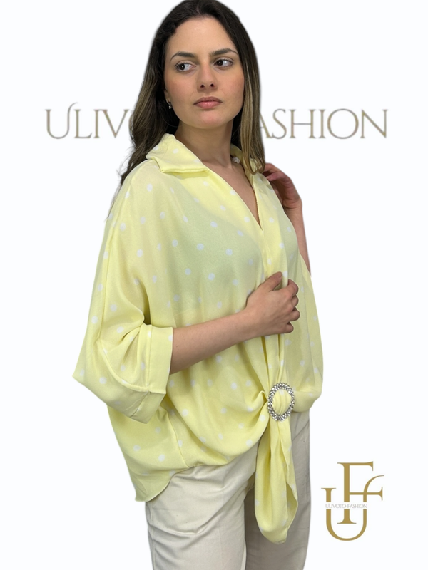 Dames Blouse met Stippen en Strikdetail