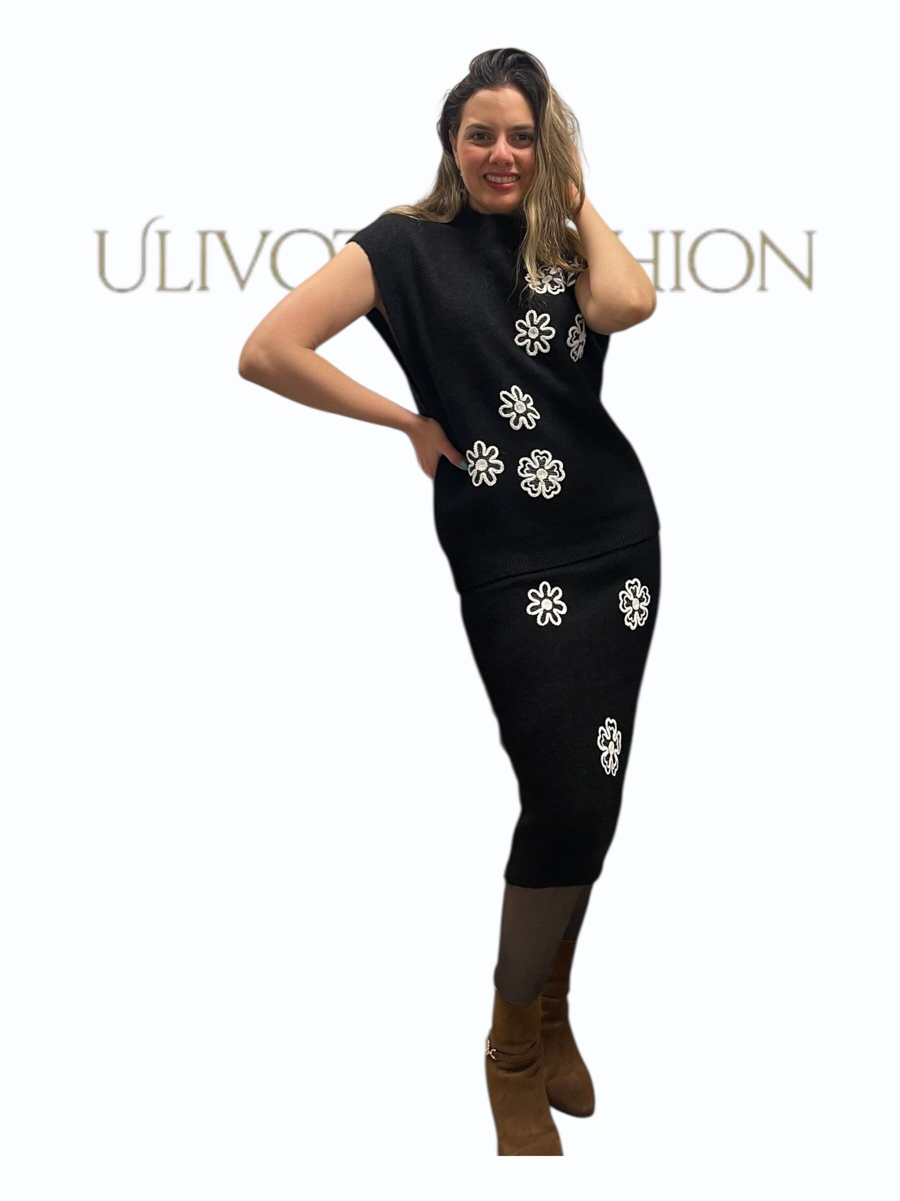 Tweedelige set: top & midi-rok