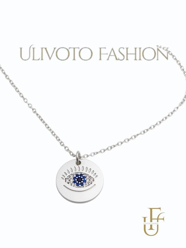 Ketting met Oog Hanger en Blauwe Steen