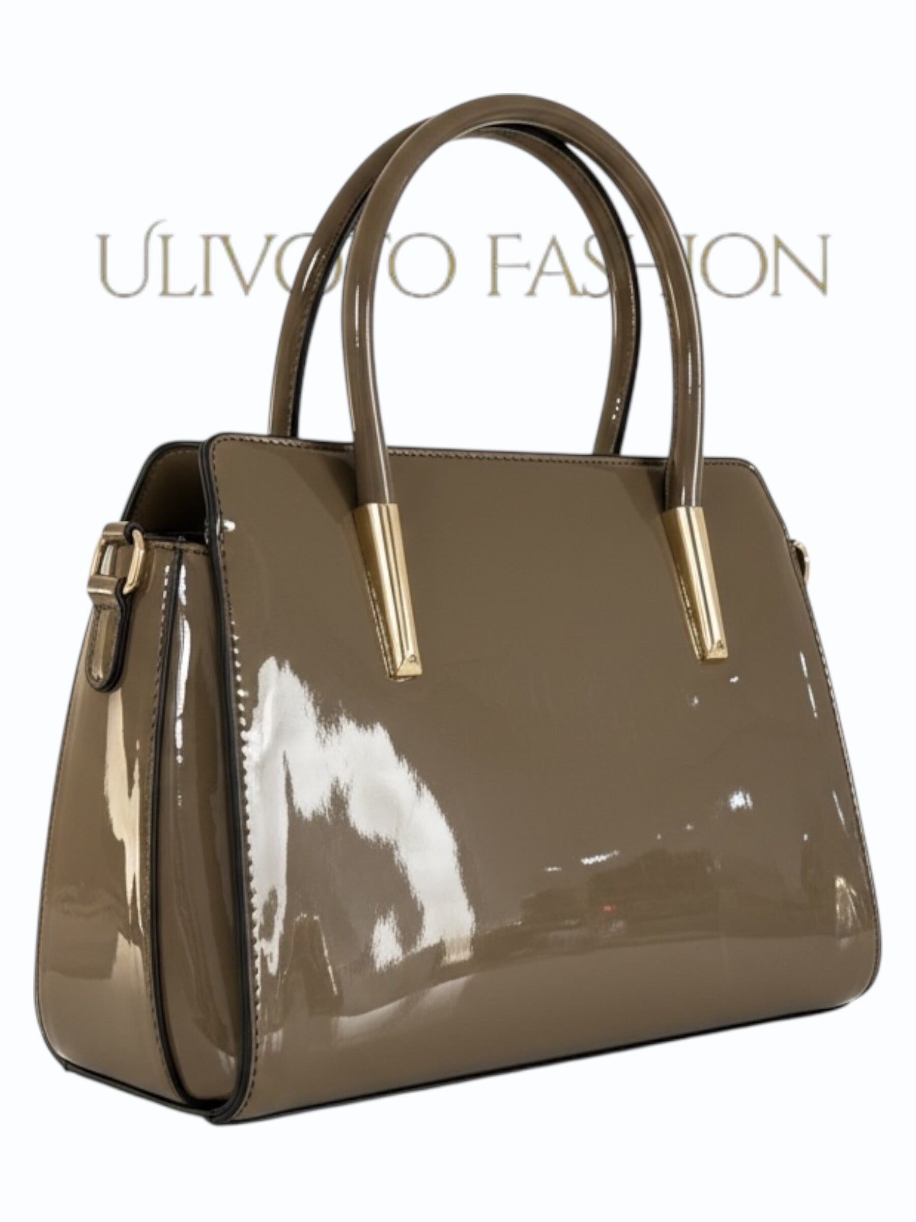 Lakleren Dames Handtas met Gouden Details