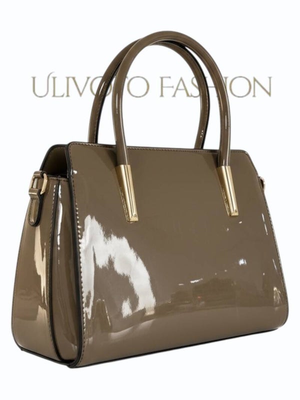 Lakleren Dames Handtas met Gouden Details