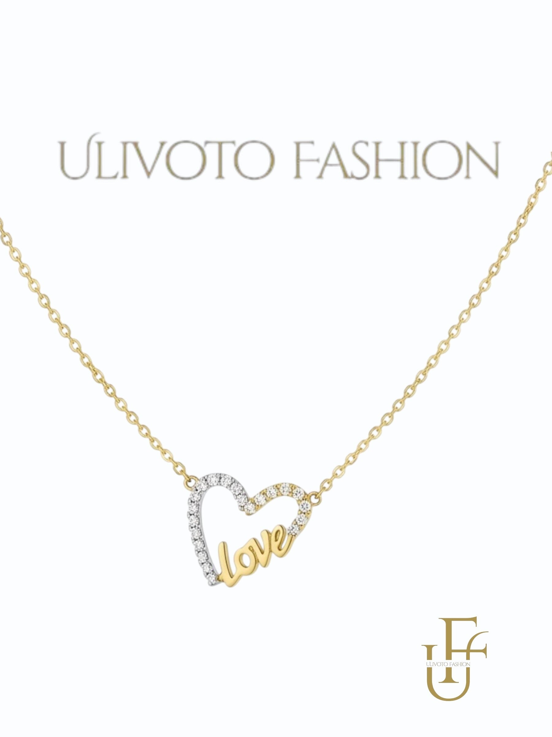 Ketting met Hart en Love Detail