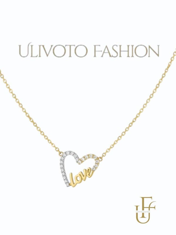 Ketting met Hart en Love Detail