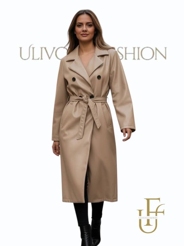 Leatherlook Trenchcoat met Ceintuur