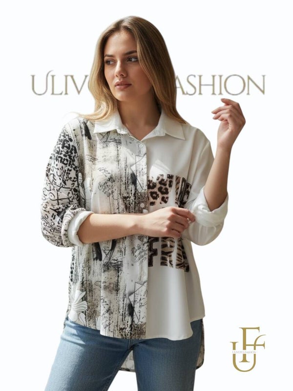 Blouse met Print en Luipaarddetai