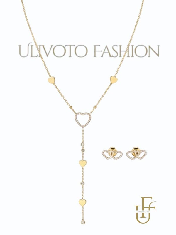 Sieradenset met Hartjes – Ketting & Oorbellen