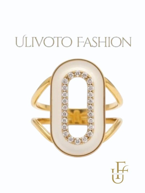 Ring met Ovalen Design en Strass