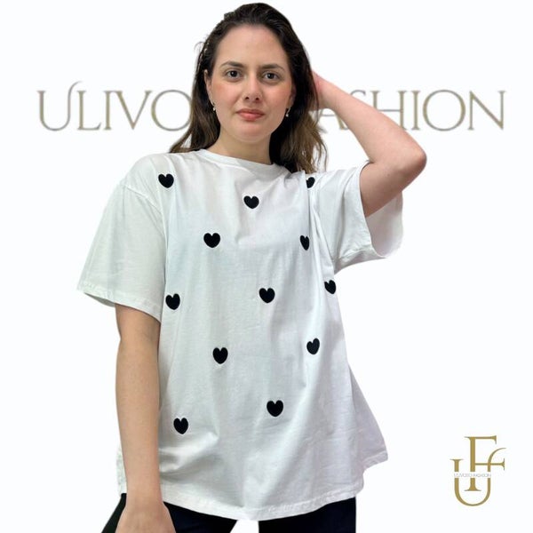 T-shirt met Hartjes Print