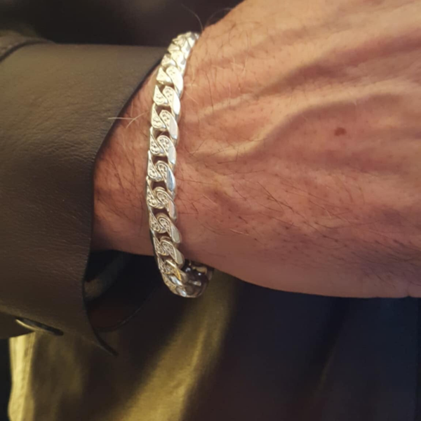 B2B Silver Cuban Width 9mm Length 20cm /21cm
